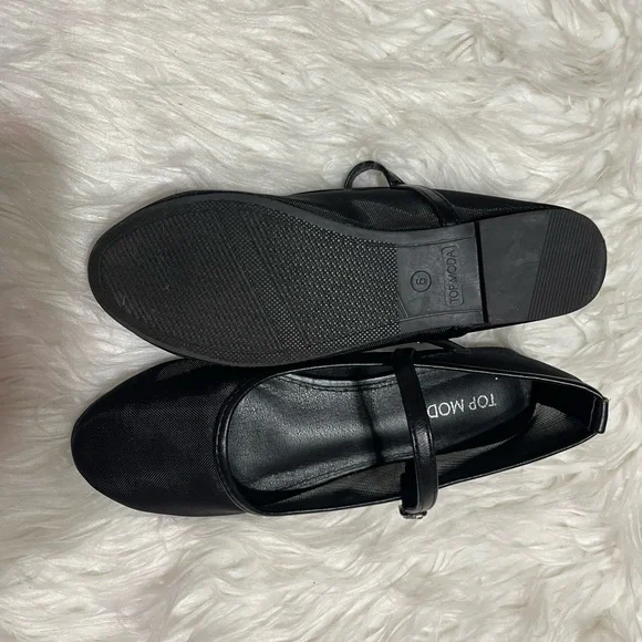 TOP Moda Black Mesh Mary Jane Flats - Picture 3 of 3